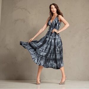 Karen Kane Black/White Tie Dye Tiered Dress Elegant Sleeveless Dress Women’s SM
